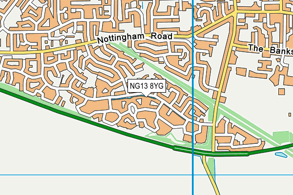 NG13 8YG map - OS VectorMap District (Ordnance Survey)