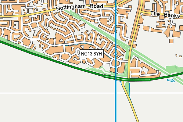 NG13 8YH map - OS VectorMap District (Ordnance Survey)