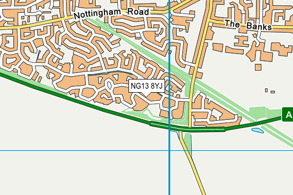 NG13 8YJ map - OS VectorMap District (Ordnance Survey)