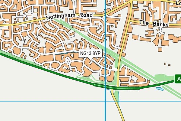 NG13 8YP map - OS VectorMap District (Ordnance Survey)