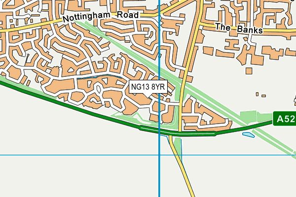 NG13 8YR map - OS VectorMap District (Ordnance Survey)