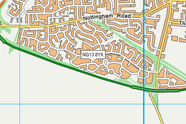 NG13 8YX map - OS VectorMap District (Ordnance Survey)