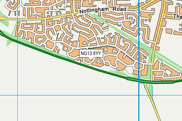 NG13 8YY map - OS VectorMap District (Ordnance Survey)