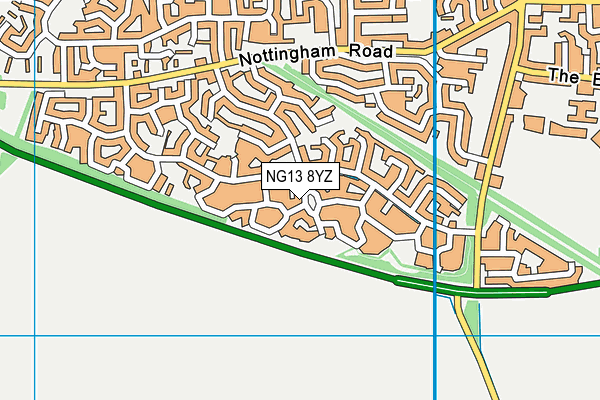 NG13 8YZ map - OS VectorMap District (Ordnance Survey)