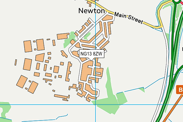NG13 8ZW map - OS VectorMap District (Ordnance Survey)