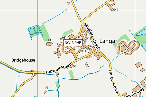 NG13 9HE map - OS VectorMap District (Ordnance Survey)