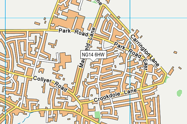 NG14 6HW map - OS VectorMap District (Ordnance Survey)