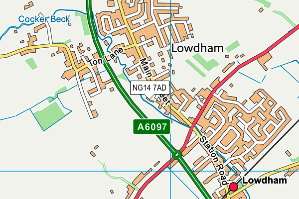 NG14 7AD map - OS VectorMap District (Ordnance Survey)