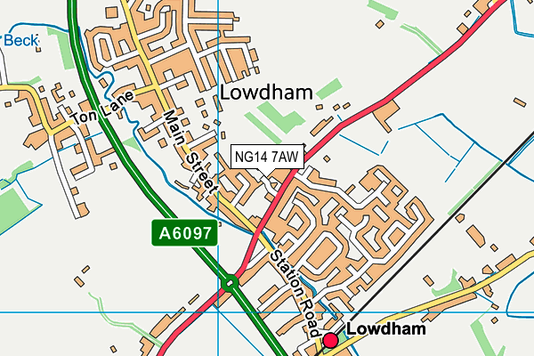 NG14 7AW map - OS VectorMap District (Ordnance Survey)