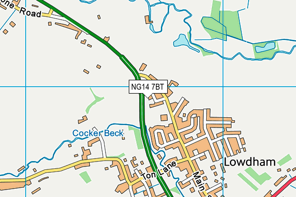 NG14 7BT map - OS VectorMap District (Ordnance Survey)