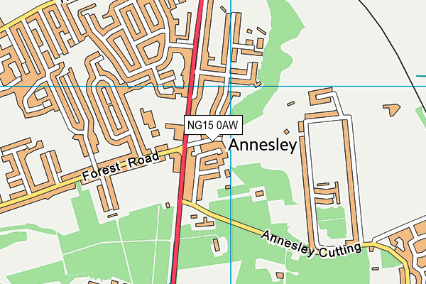 NG15 0AW map - OS VectorMap District (Ordnance Survey)