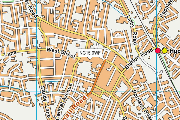 NG15 0WF map - OS VectorMap District (Ordnance Survey)