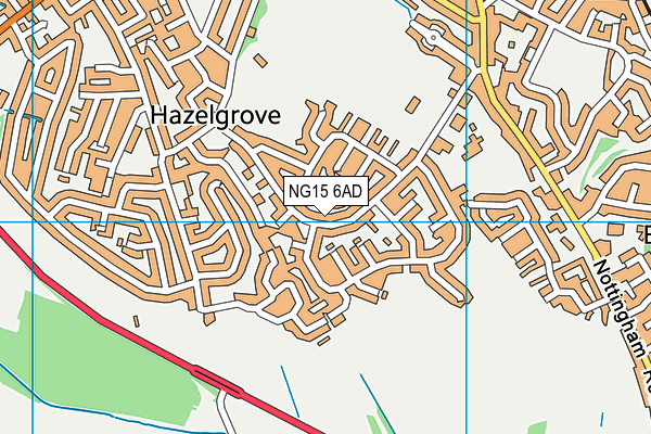 NG15 6AD map - OS VectorMap District (Ordnance Survey)