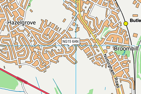 NG15 6AN map - OS VectorMap District (Ordnance Survey)
