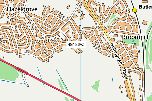 NG15 6AZ map - OS VectorMap District (Ordnance Survey)