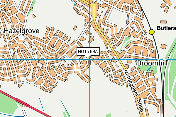 NG15 6BA map - OS VectorMap District (Ordnance Survey)