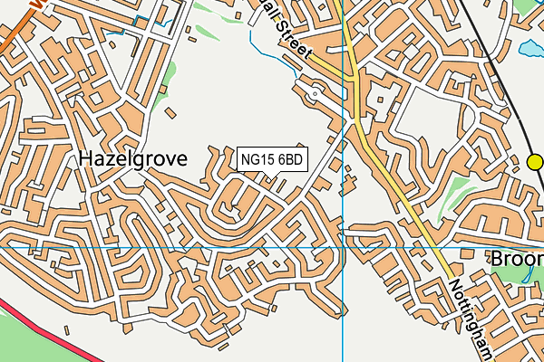 NG15 6BD map - OS VectorMap District (Ordnance Survey)