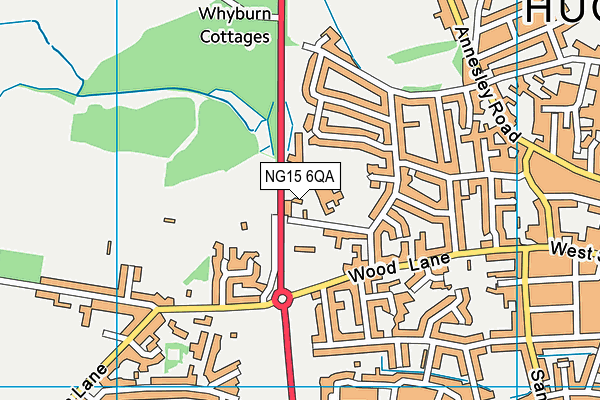 NG15 6QA map - OS VectorMap District (Ordnance Survey)