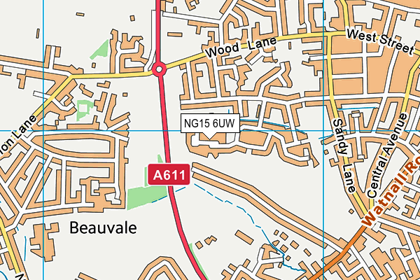 NG15 6UW map - OS VectorMap District (Ordnance Survey)