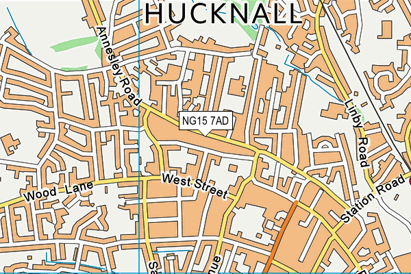 NG15 7AD map - OS VectorMap District (Ordnance Survey)