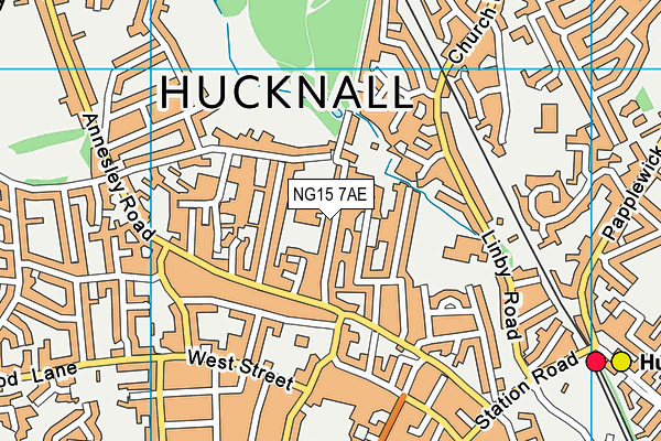 NG15 7AE map - OS VectorMap District (Ordnance Survey)