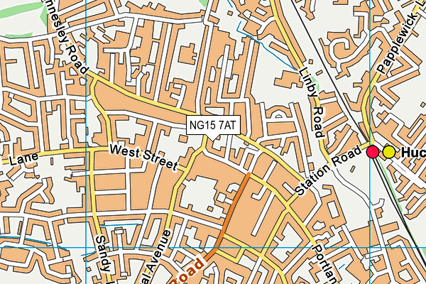 NG15 7AT map - OS VectorMap District (Ordnance Survey)