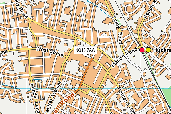 NG15 7AW map - OS VectorMap District (Ordnance Survey)