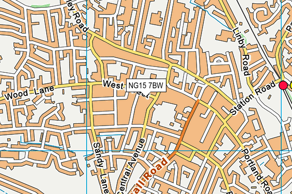 NG15 7BW map - OS VectorMap District (Ordnance Survey)