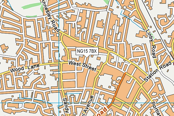 NG15 7BX map - OS VectorMap District (Ordnance Survey)