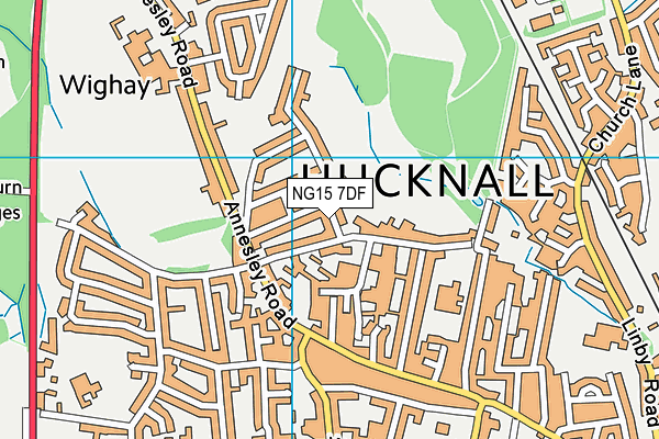 NG15 7DF map - OS VectorMap District (Ordnance Survey)
