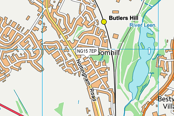 NG15 7EP map - OS VectorMap District (Ordnance Survey)