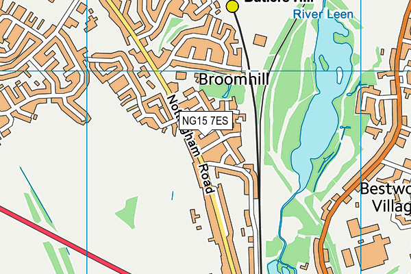 NG15 7ES map - OS VectorMap District (Ordnance Survey)