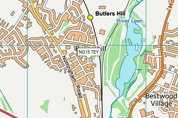 NG15 7EY map - OS VectorMap District (Ordnance Survey)