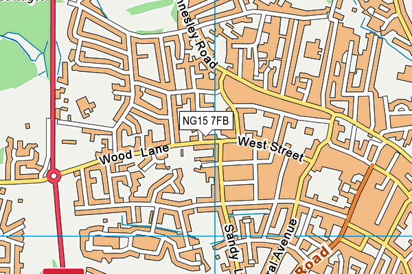 NG15 7FB map - OS VectorMap District (Ordnance Survey)