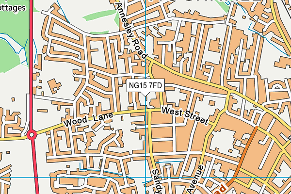 NG15 7FD map - OS VectorMap District (Ordnance Survey)