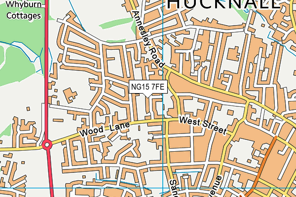 NG15 7FE map - OS VectorMap District (Ordnance Survey)