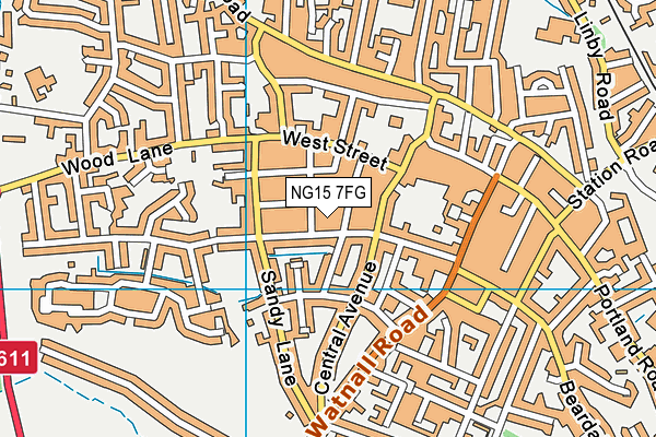 NG15 7FG map - OS VectorMap District (Ordnance Survey)