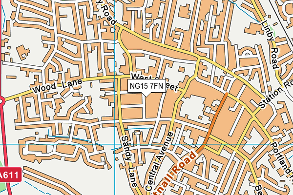 NG15 7FN map - OS VectorMap District (Ordnance Survey)