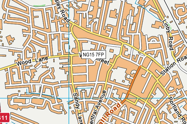 NG15 7FP map - OS VectorMap District (Ordnance Survey)