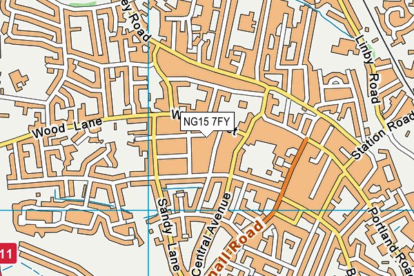 NG15 7FY map - OS VectorMap District (Ordnance Survey)