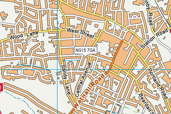 NG15 7GA map - OS VectorMap District (Ordnance Survey)