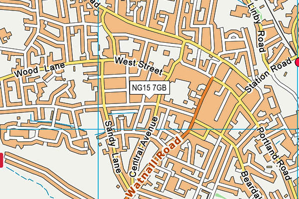 NG15 7GB map - OS VectorMap District (Ordnance Survey)