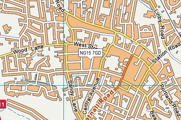 NG15 7GD map - OS VectorMap District (Ordnance Survey)