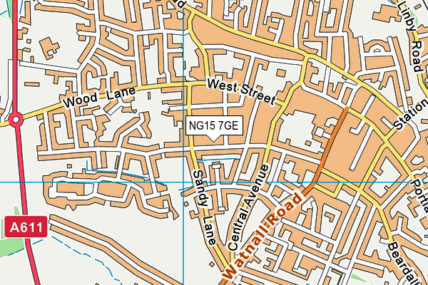NG15 7GE map - OS VectorMap District (Ordnance Survey)