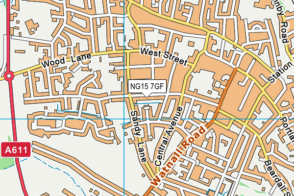 NG15 7GF map - OS VectorMap District (Ordnance Survey)