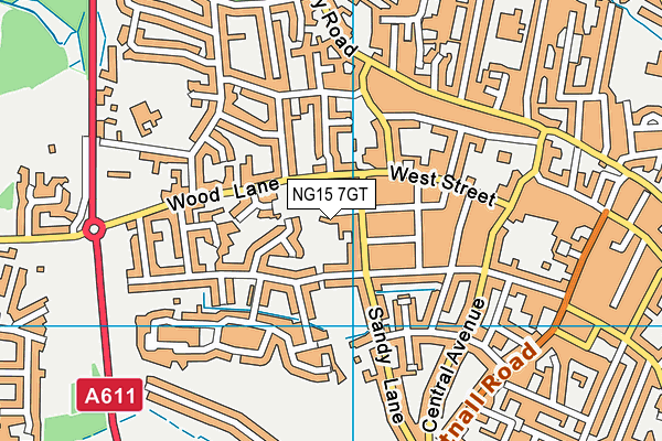 NG15 7GT map - OS VectorMap District (Ordnance Survey)