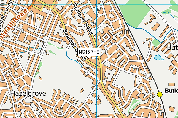 NG15 7HE map - OS VectorMap District (Ordnance Survey)