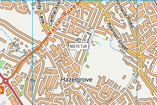 NG15 7JA map - OS VectorMap District (Ordnance Survey)