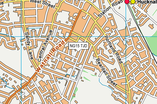 NG15 7JD map - OS VectorMap District (Ordnance Survey)