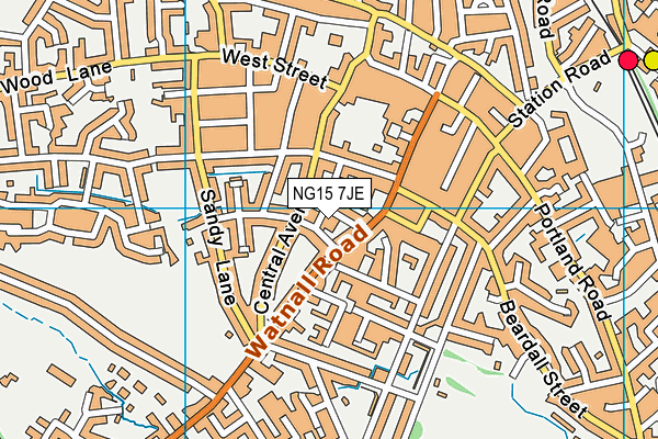 NG15 7JE map - OS VectorMap District (Ordnance Survey)